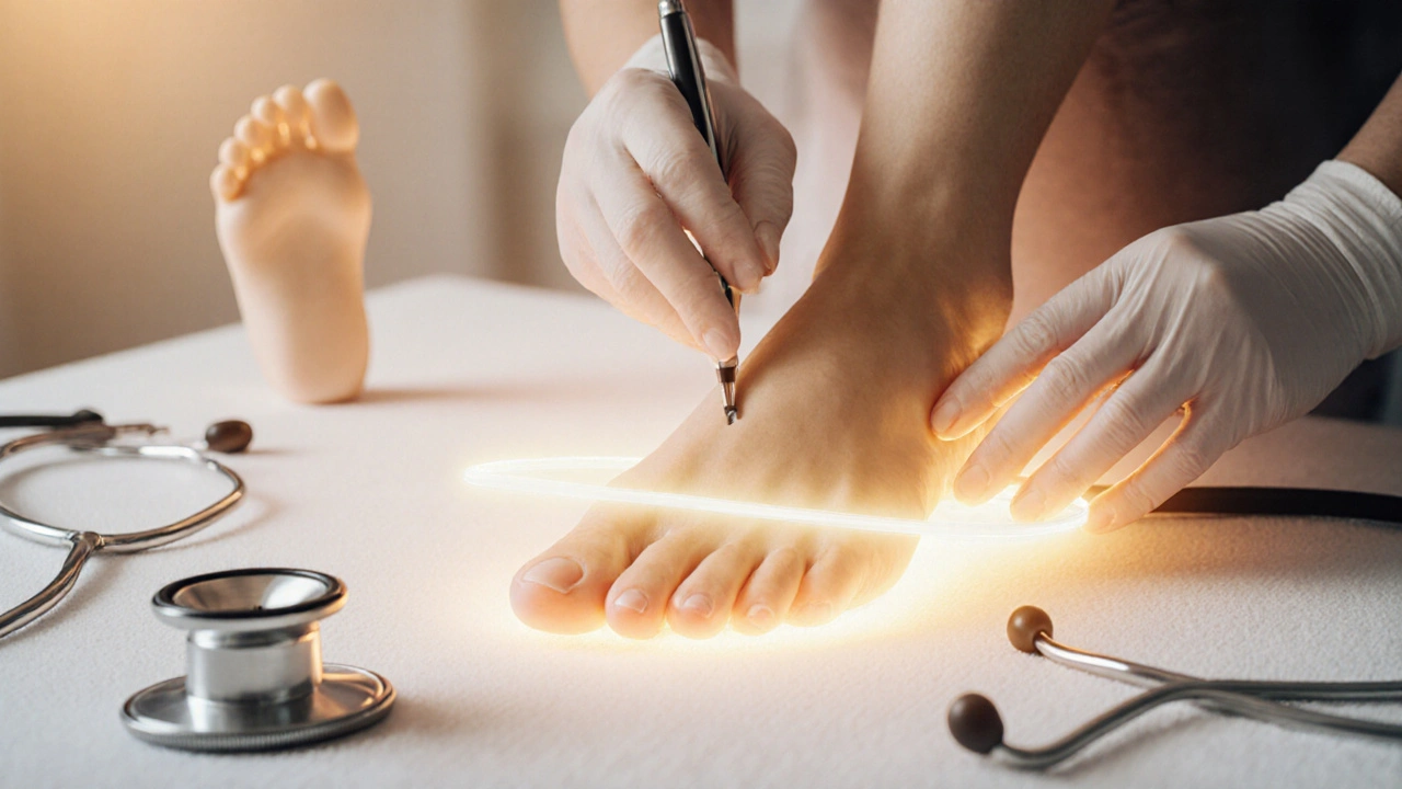 Diabetik dostává specializovanou pedikúru s důrazem na bezpečnou a sterilní péči.