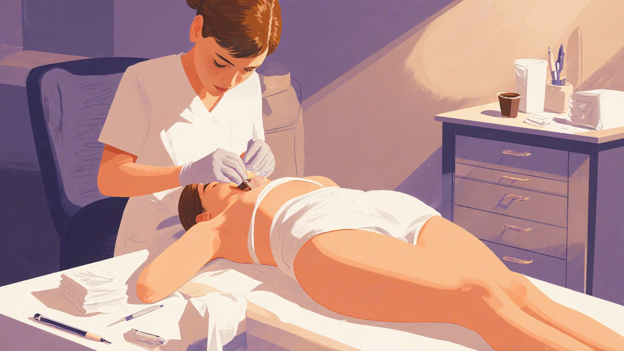 Odborník provádí voskování v čistém a klidném klinickém prostředí.