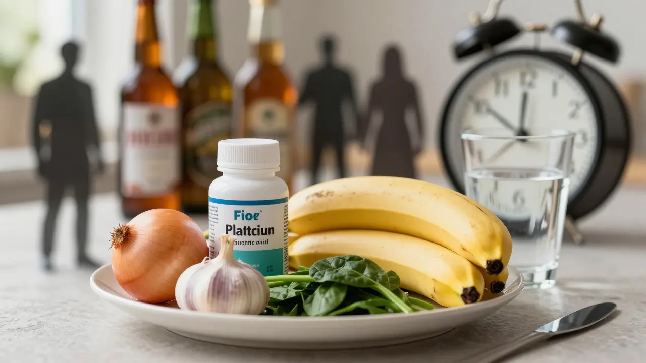 Zdravá jídla vedle probiotik, proti stínu zpracovaných potravin a alkoholu.