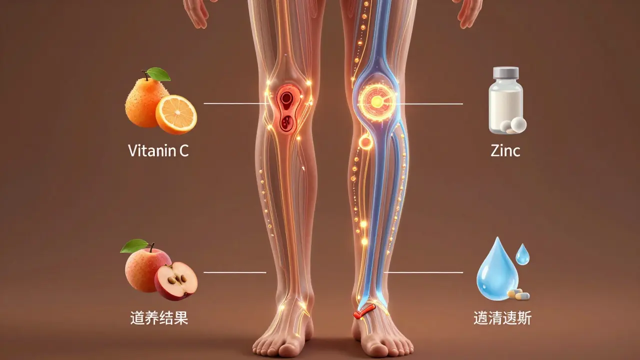 Grafické znázornění biologických fází hojení rány jako světelných toků.