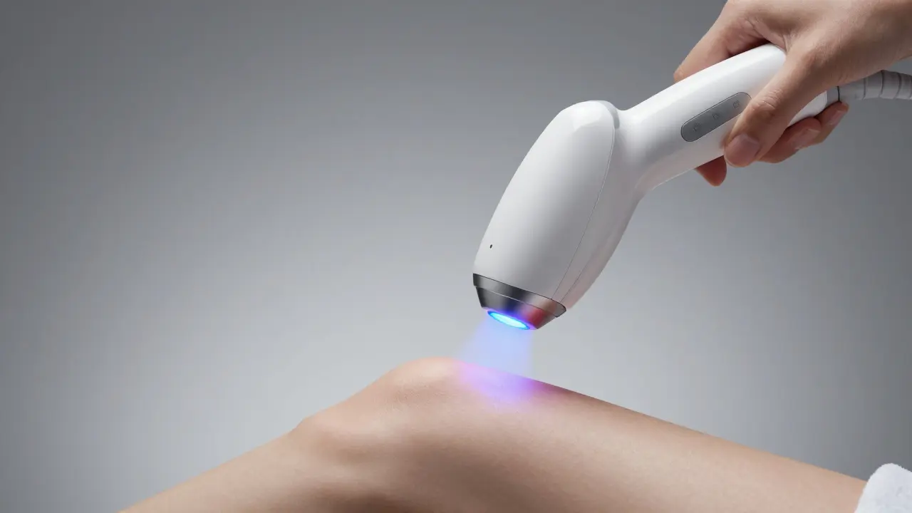 Ruční laserové zařízení emitující světlo na pleť pro trvalý efekt.