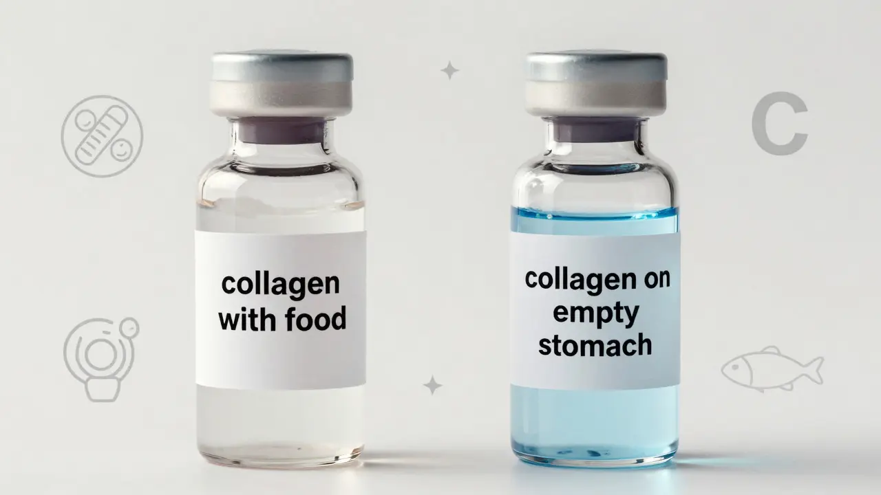 Srovnání vstřebávání rybího kolagenu s jídlem a na prázdný žaludek.
