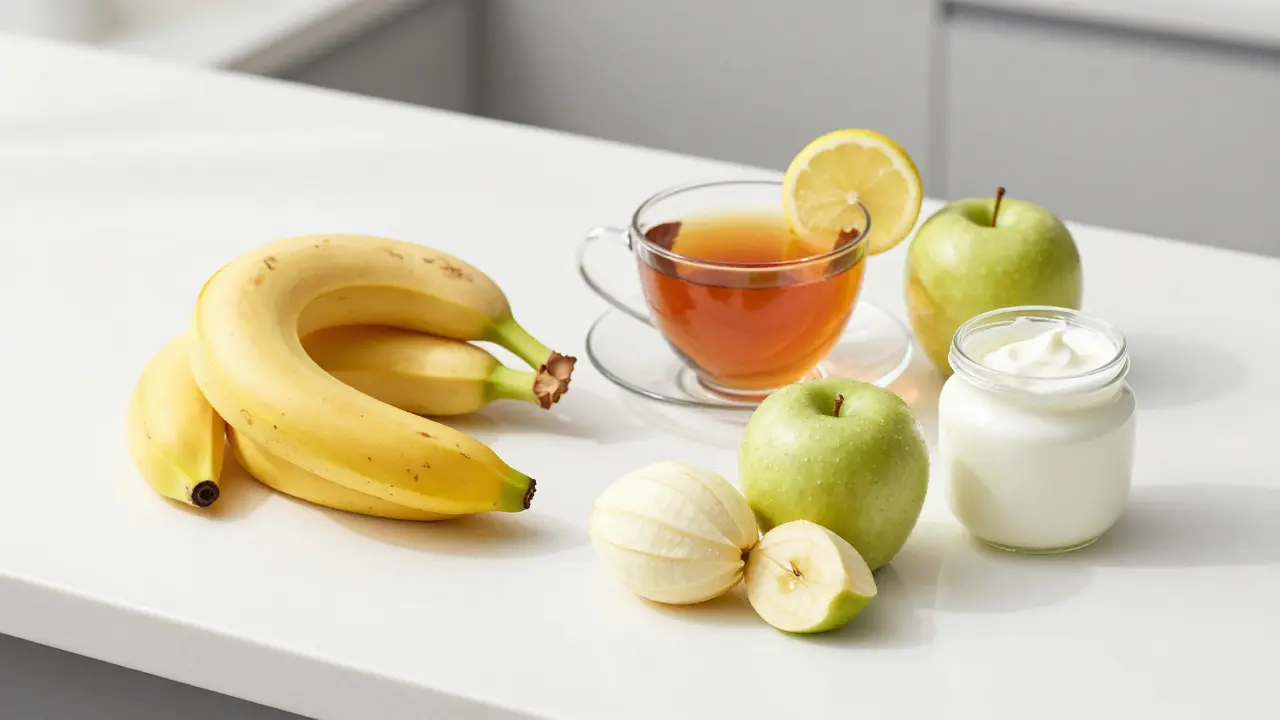 Banány, jablka, čaj a jogurt jako přírodní pomoc při průjmu