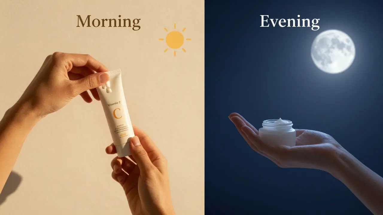 Rozdělení péče o pleť: ráno vitamín C, večer retinol