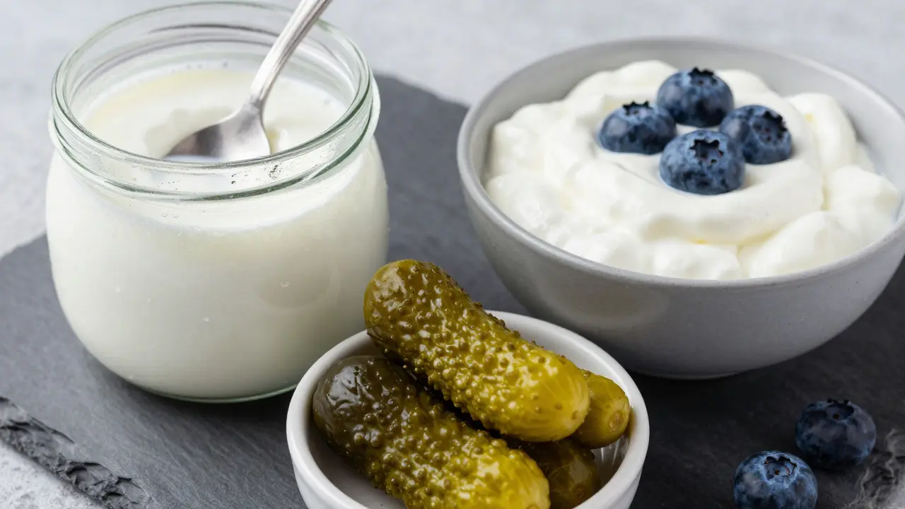 Kefír, jogurt a fermentovaná zelenina jako zdroj probiotik