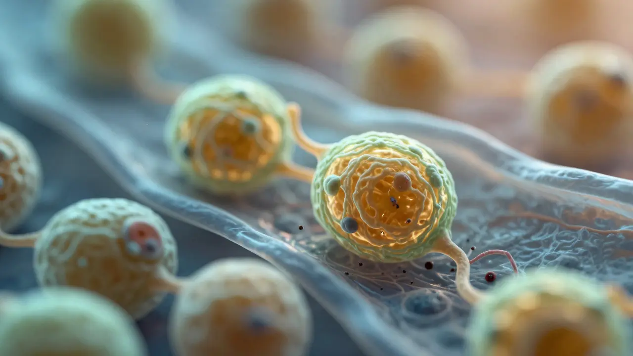 Makro záběr na regeneraci jaterních buněk při procesu detoxikace těla od toxinů.