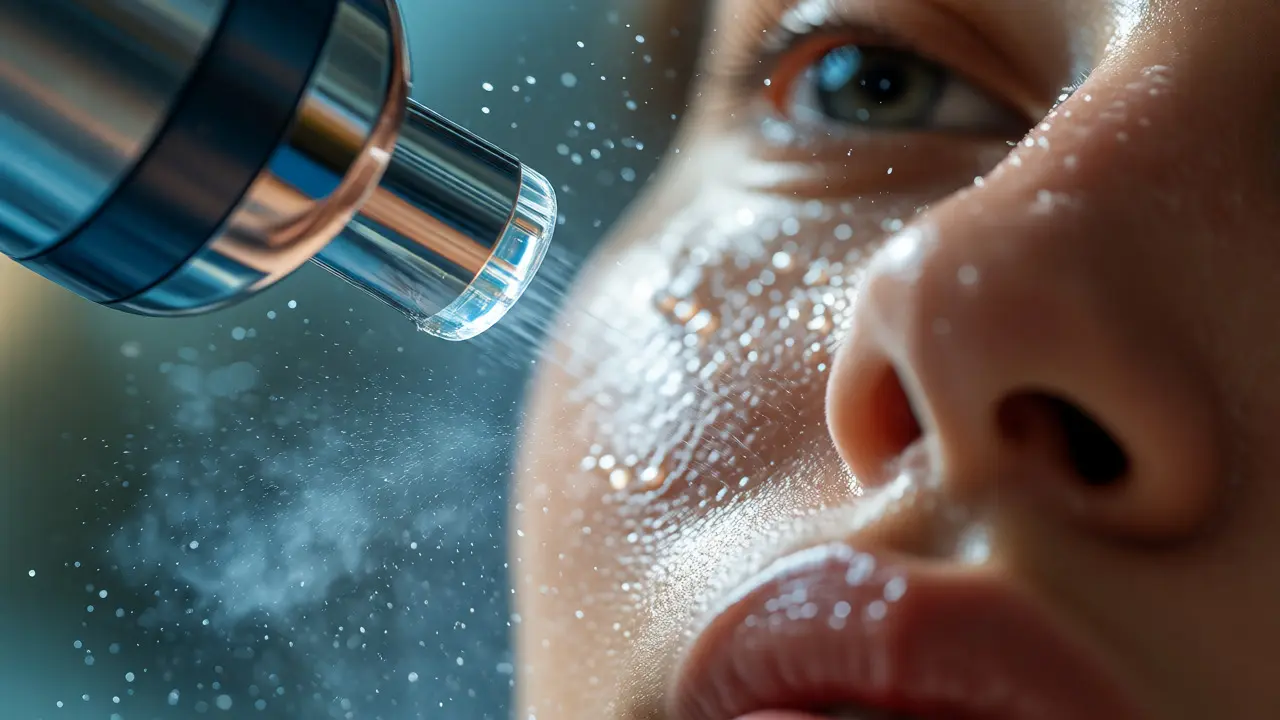 Detailní záběr na OXY-jet ošetření pleti